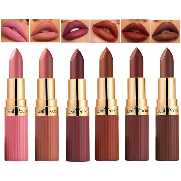 Комплект матови червила Lunniquee водоустойчиви кафяви 6 бр