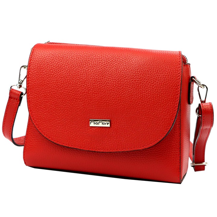 Geanta dama MiaMore, crem, 23x19x9cm, din piele naturala