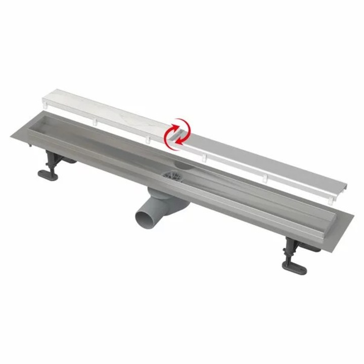 Set rigola de perete cu capac faiantabil Alca APZ23-DOUBLE9 FIT AND GO WALL 85 cm