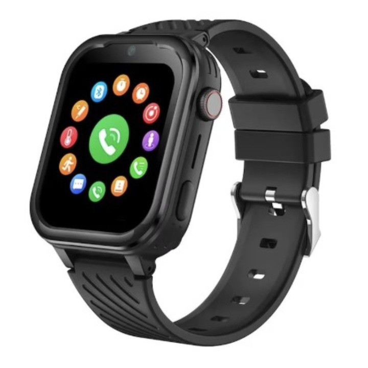 Детски смарт часовник BeSmart W043, Wi-Fi, Шпионски мониторинг, IPS дисплей 1.83", Слот за SIM карта, Видео разговор, Камера, SOS бутон, Водоустойчив IPX7, Съвместим с Android / IOS, Черен