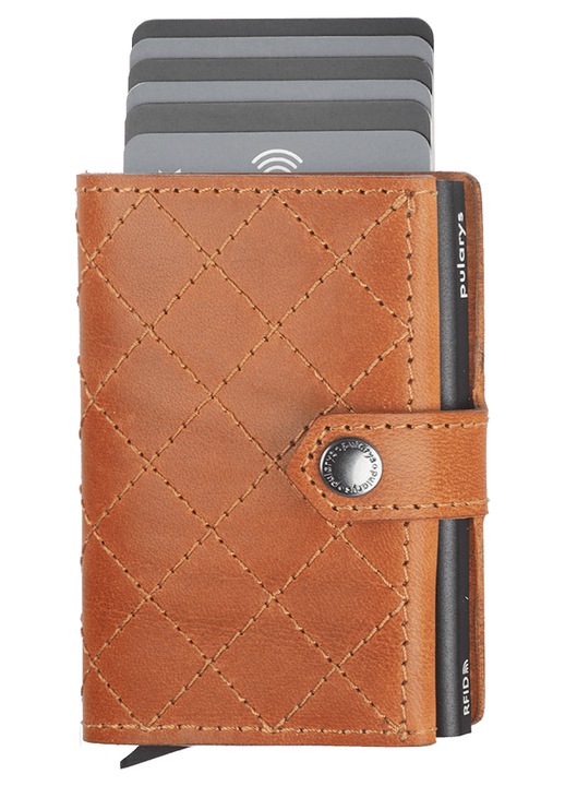 Portofel barbati Pularys HIKER, din piele garbata Nomad, cu 2 compartimente, culoare coniac