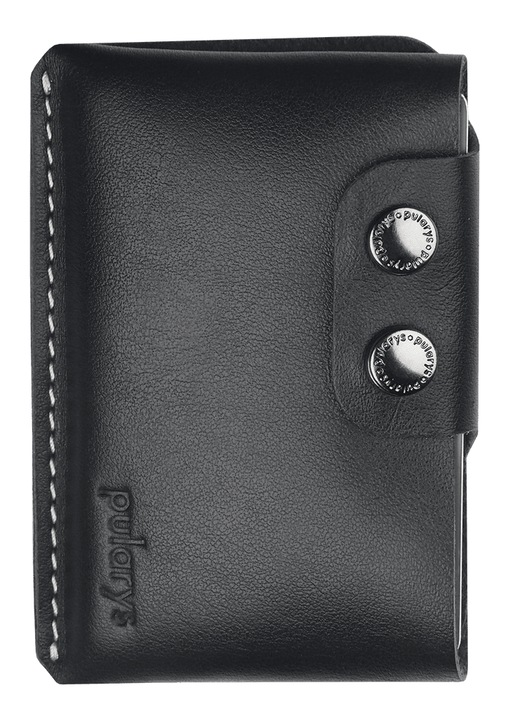 Portofel barbati Pularys, din piele Italia, negru, minimalist, cu doua compartimente