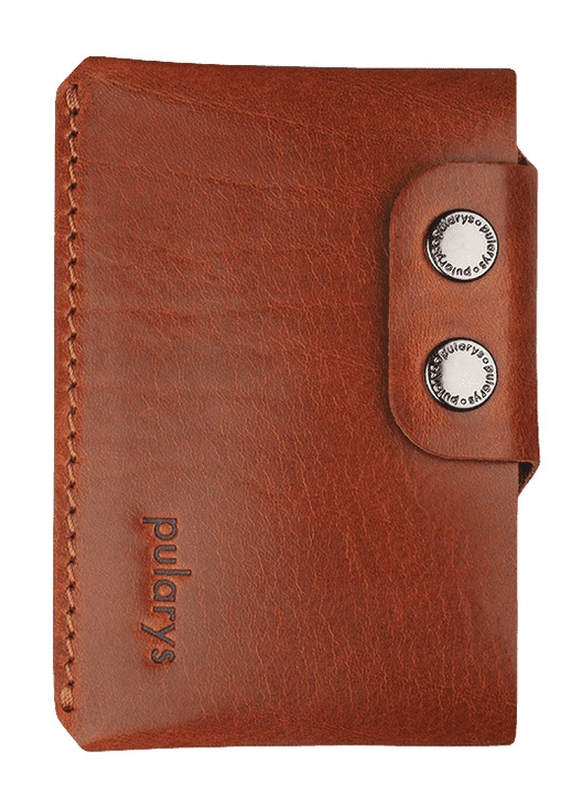 Portofel barbati Pularys, model HOBBY, din piele Nomad, coniac, 2 compartimente