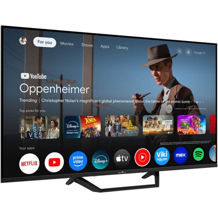 Televizor SmartTech QLED 43QG02V2, 108 cm, Smart Google, 4K Ultra HD, Clasa F, Negru