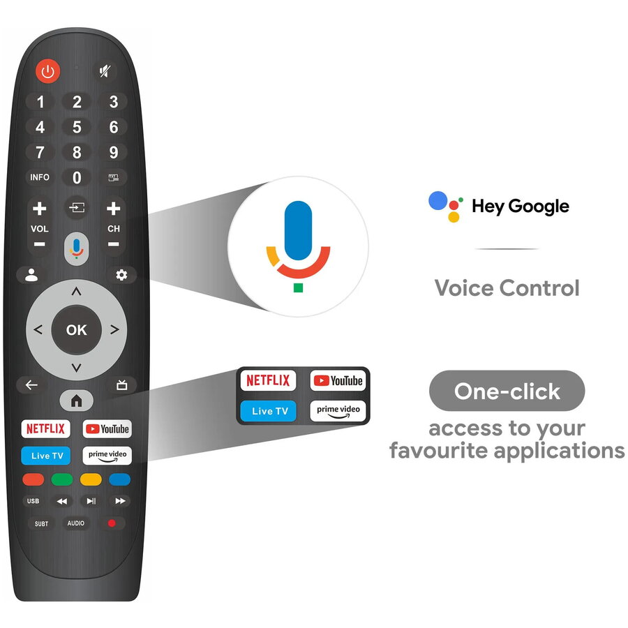 Televizor QLED Smart Tech 55QG06K, 139 cm, UHD 4K Google TV, Wi-Fi, Bluetooth, Dolby Audio, Negru