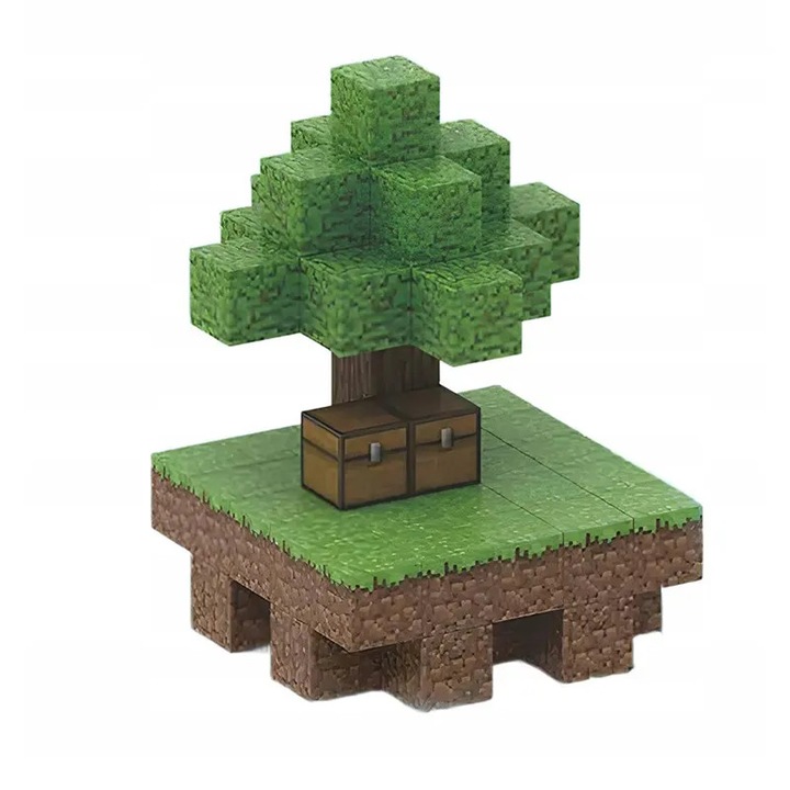 Set de constructie magnetic, MyWorld, Insulă cu copac, Blocuri magnetice, 64 piese