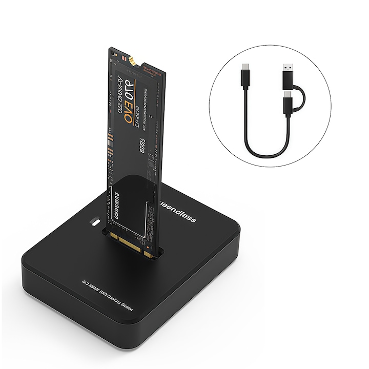 Adaptor M.2 Nvme Ssd Pocket Usb-C 3.2 Drive, Protocolul NVME unic，Wacorresi®, Compatibil SSD M.2 NGFF 2230/2242/2260/2280, transfer de mare viteza, stocare masiva, plug & play montare fara scule, racire super puternica, compact si usor, Negru