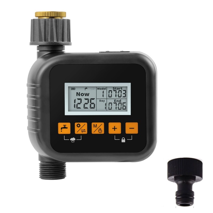 Програматор за поливане, електрически, 9 програми, черен, 12x6x15см