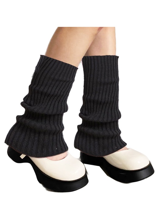 Jambiere dama TRADERPLUS, leg warmers tricotate, lungi, negre, 40cm, pentru yoga si dans