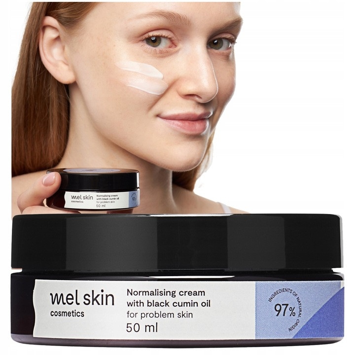 Crema De Fata, Mel Skin, Normalizanta Pentru Ten Problemat ic, Cu Ulei De Chimen Negru, Hidrateaza Si Regenereaza Fara A Incarca, Ingrijire Zi si Noapte, Efect Fermizant, 50 ml