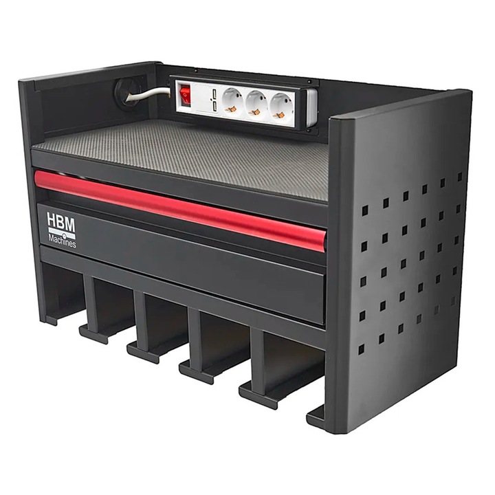 Dulap suspendat organizator de perete pentru scule electrice si pneumatice, HBM, 1 sertar, priza de 220V