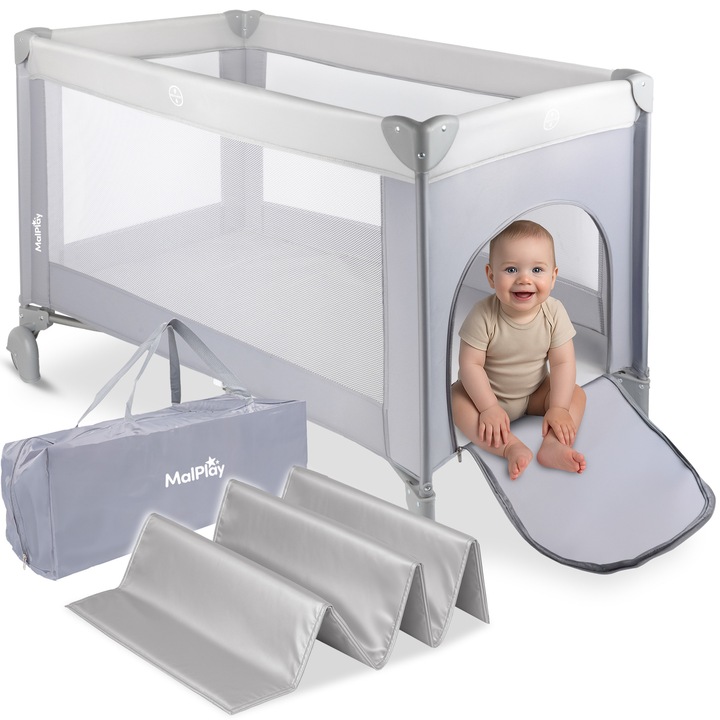 Patut de calatorie Patut pliabil pentru copii Saltea de calatorie Bag 2in1 LUNO Malplay