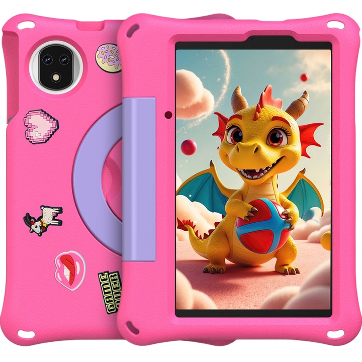 Tableta Ulefone Tab A9 Pro Kids Case Pink, 4G, Wi-Fi, 8.68-inch 90Hz IPS HD+, 8GB RAM, 128GB, Eye Comfort Protection, Camera 13+12MP / 8MP, Stereo, GPS, Android 15