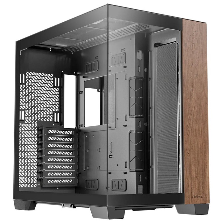 Antec C8 Wood E-ATX Full Tower számítógépház, 10 ventilátor hely, fa előlapi panel, fekete/fa