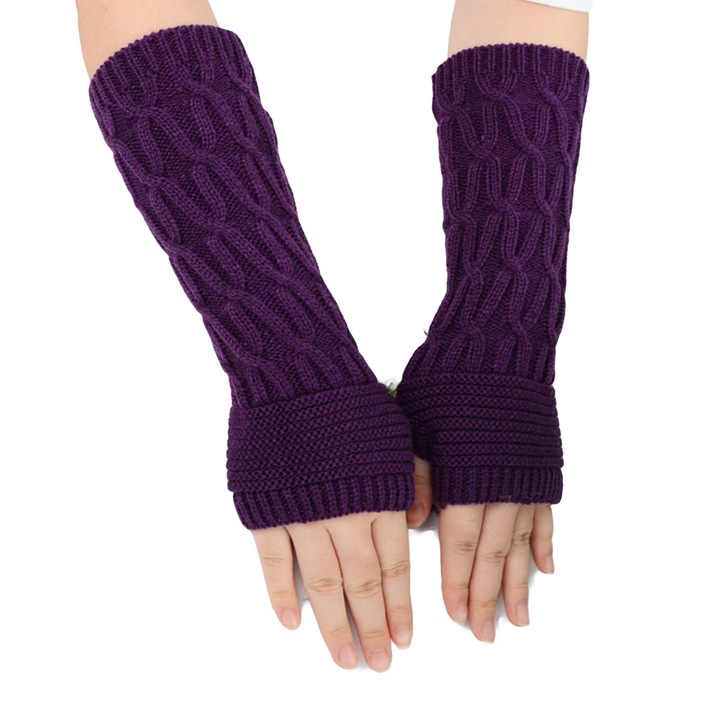 Manusi dama TRADERPLUS, manusi lungi fara degete, elastice, mov, unisex