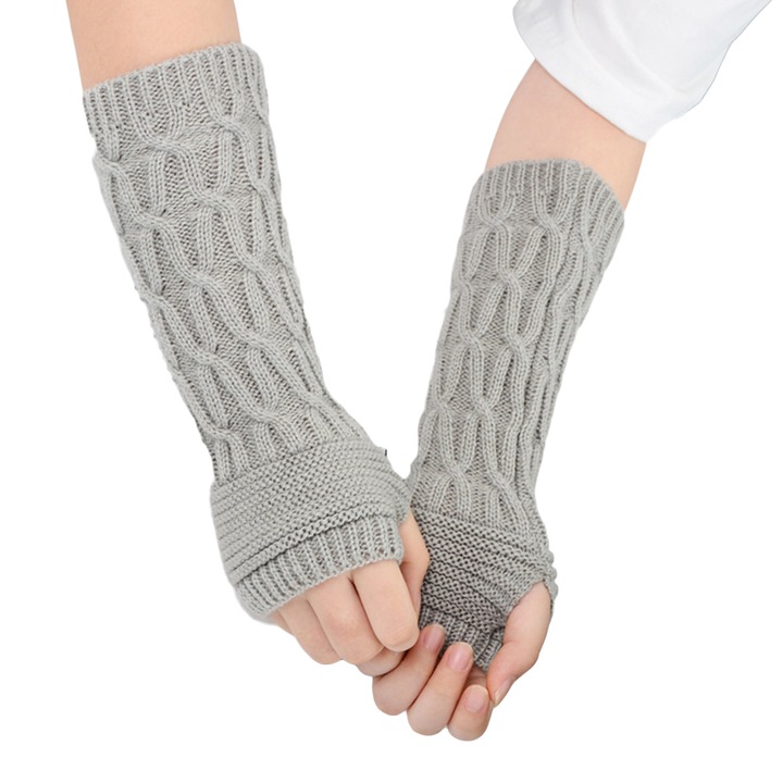 Manusi fara degete TRADERPLUS, dungi, gri, marime unica, lungi