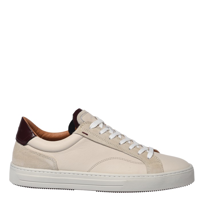 Baldinini, Pantofi sport low-cut din piele, Alb murdar