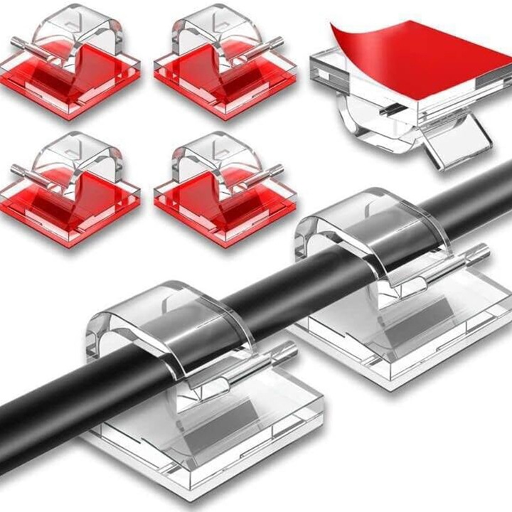 Комплект от 200 кабелни скоби, ZOUN, самозалепващ се органайзер за кабели, 3M лепило, не оставя следи, подходящ за офис и домашна употреба, бял