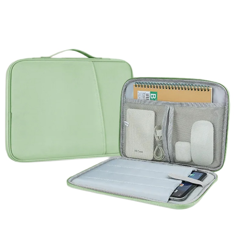Husa de protectie pentru tableta, ZOUN, 11 inch, impermeabila/rezistenta la socuri, rezistenta la abraziune, cu mai multe compartimente de depozitare, capacitate mare, material nailon, verde