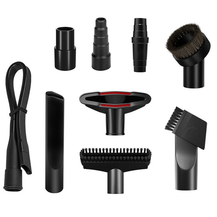 Set de 9 accesorii universale pentru aspirator, ZOUN, 32/35 mm, cu adaptor 23-50 mm, compatibile cu Karcher WD2, WD3, Parkside, Rowenta, Philips, Panasonic, Bosch. Materiale durabile, de inalta calitate, culoare neagra