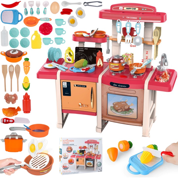 Bucatarie rosie dubla 70 cm 45 elemente