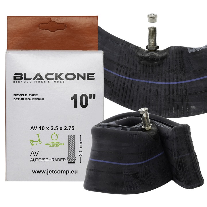 Подсилена вътрешна гума BlackOne 10"x2.5/2.75 Auto - прав вентил 20 мм (дебелина на стените 2.25 мм)