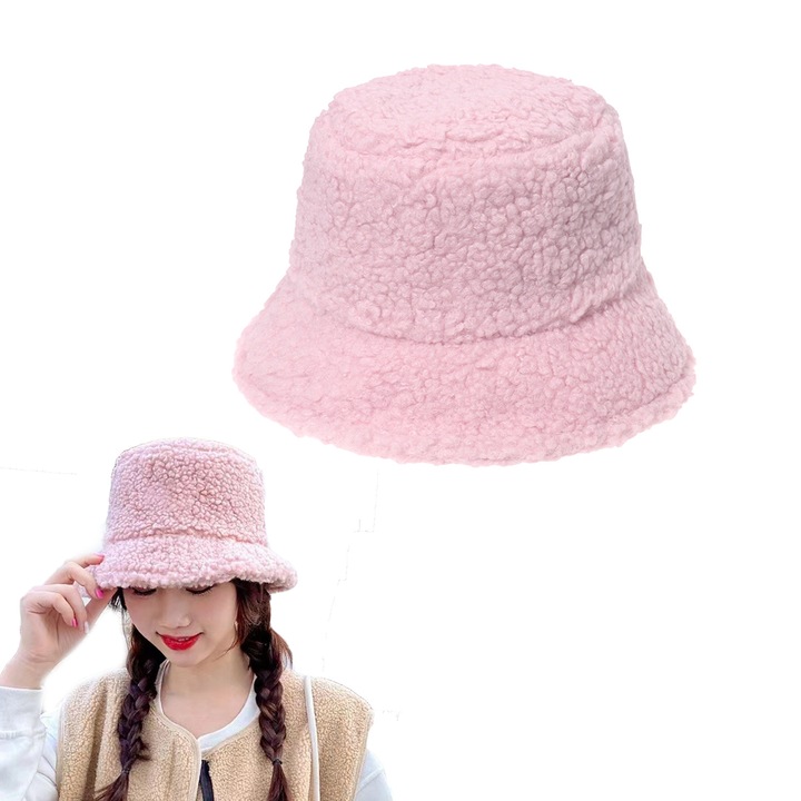 Дамска шапка TRADERPLUS, изкуствена кожа, розова, 56x58см, регулируема