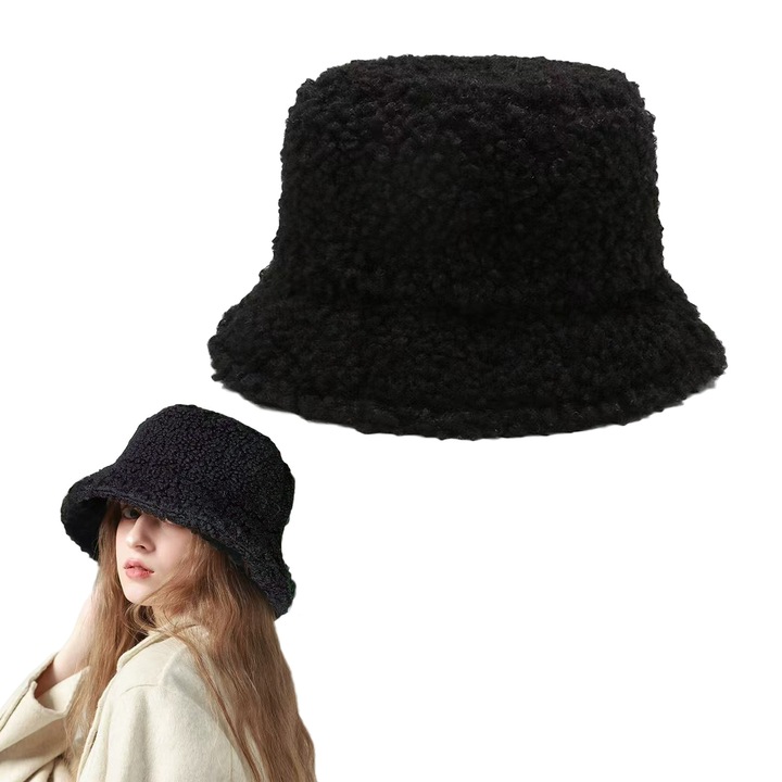 Дамска шапка TRADERPLUS, изкуствена кожа, черна, универсален размер