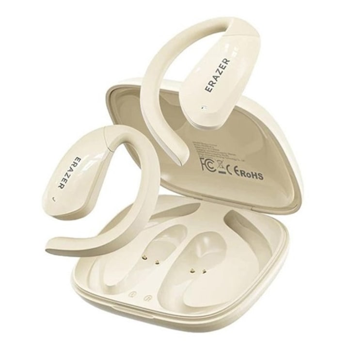 Lenovo erazer xf30 bluetooth fülhallgató sztereo, v5.4, tws, fülre akasztható, zajszűrő, mikrofon + töltőtok, bézs