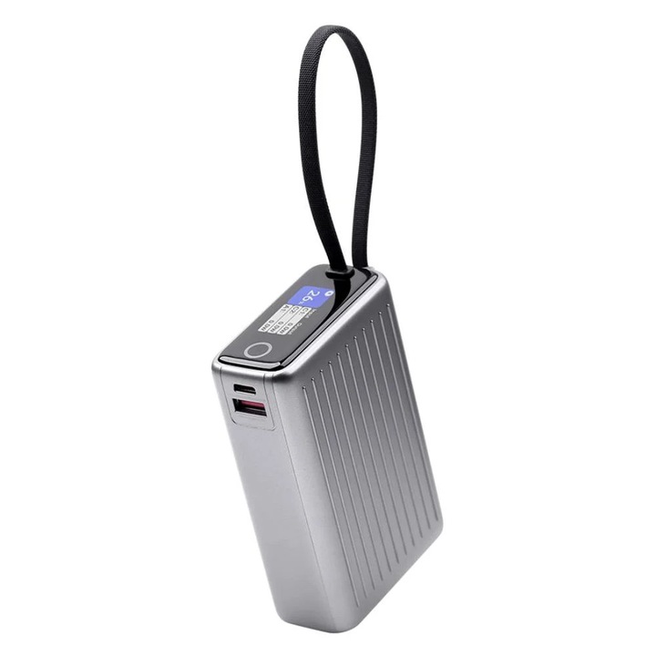 Power Bank 20000mAh NCC, incarcare rapida 65W, USB-C, cablu integrat