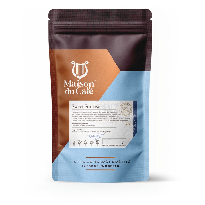 Cafea boabe proaspat prajita Sweet Sunrise 100 % Arabica Blend Maison du Cafe 1 Kg