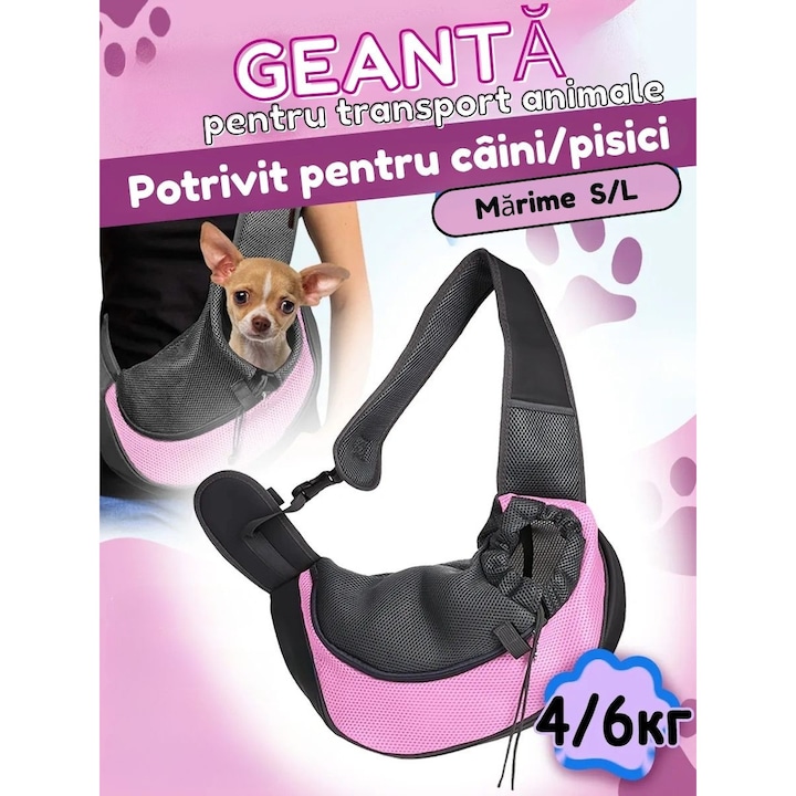 Geantă de transport eCapybara pentru câini de talie mică și pisici, tip ham de umăr, material impermeabil, mărimea L