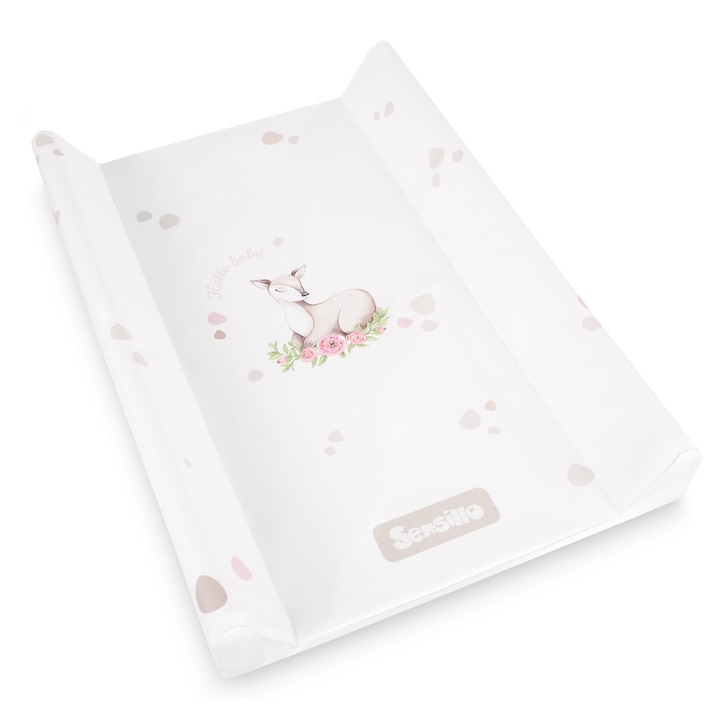 Saltea Pentru Schimbat Bebelusi, SENSILLO, Husa Pentru Masa de Schimbat, Lavabila, Cerb pastel