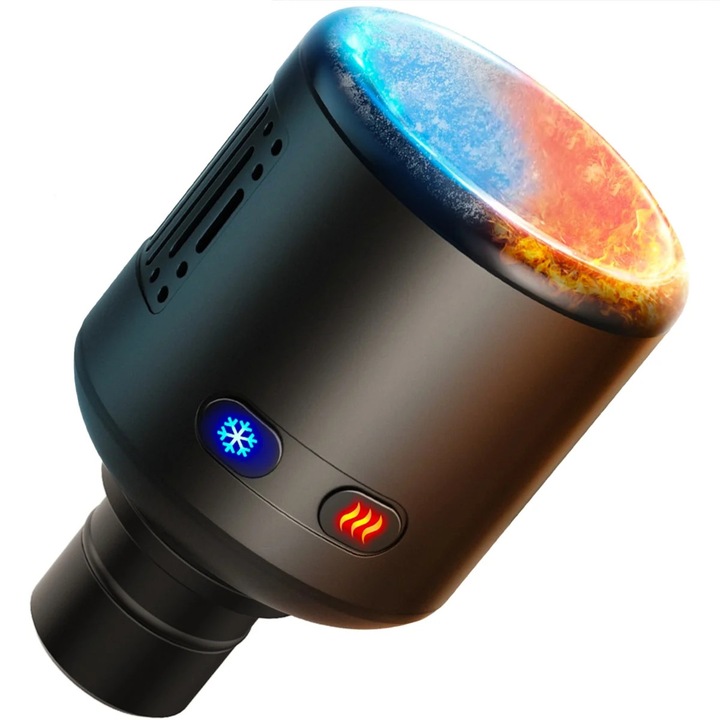 Cap de Masaj Premium cu incalzire si Racire Activa, Compatibil cu Pistoalele de Masaj Suporto, Terapie termica, 4 Niveluri de temperatura, Baterie 900 mAh, Negru