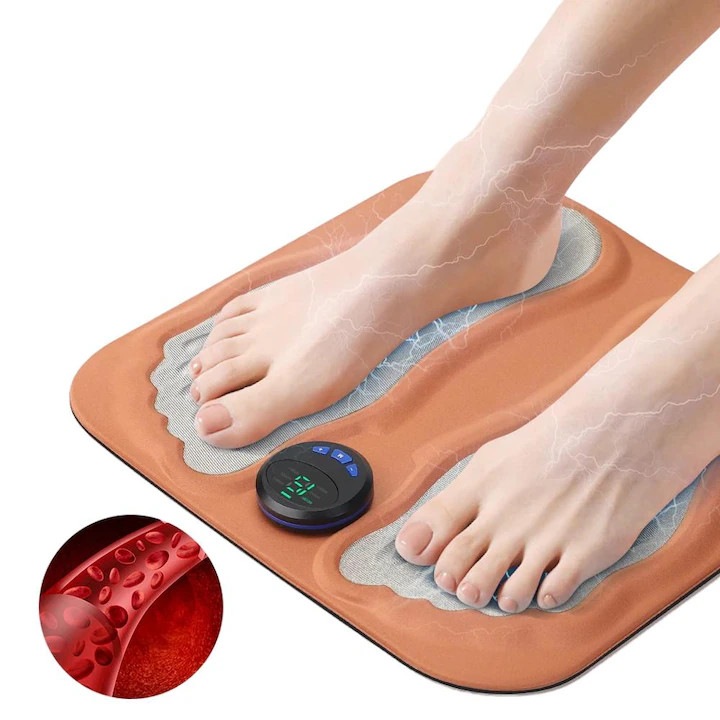 Aparat Stimulare Pentru Picioare, Alhena® E31-S, Cu Impulsuri Electromagnetice Si Infrarosu, Stimuleaza Zonele Reflexogene, Include Paduri Pentru Electrostimulare Musculara, Masaj Relaxant Pentru Circulatie, Oboseala Cronica Si Refacere, Negru