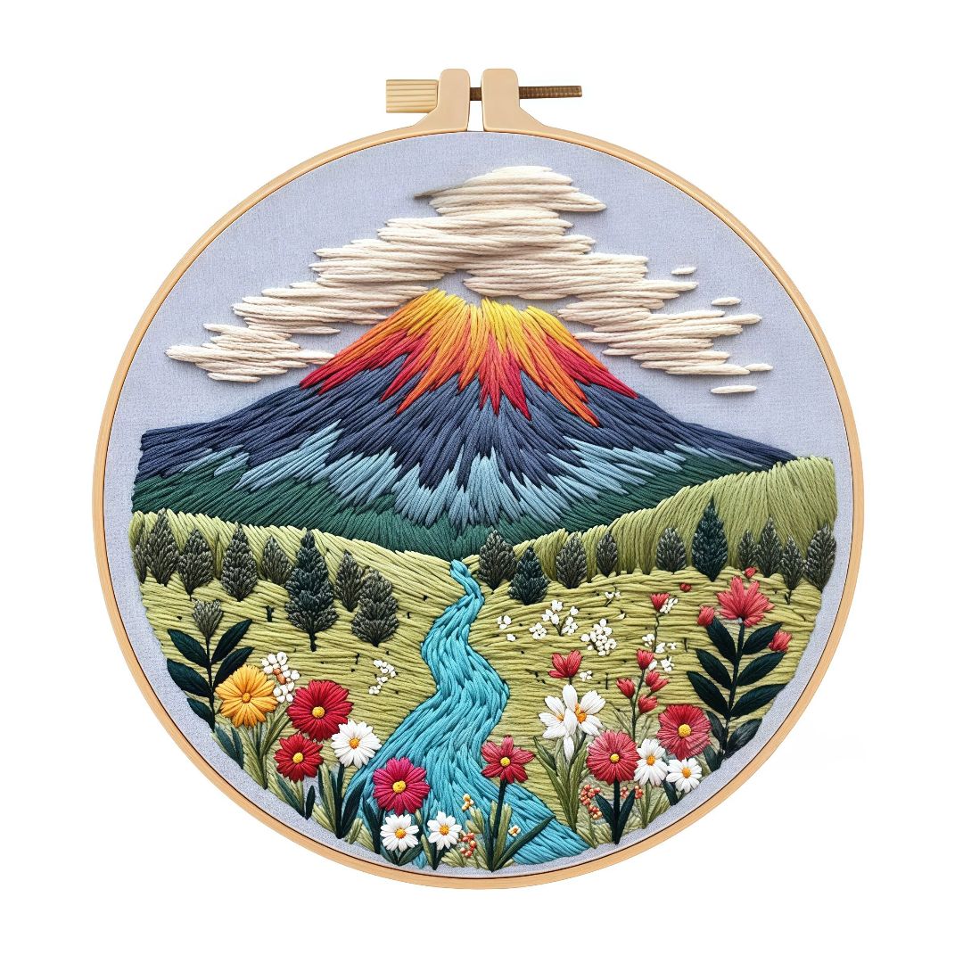 Kit De Broderie Ancien Avon – Paysage Lacustre 18x24 Cm – Complet, Non Travaillé
