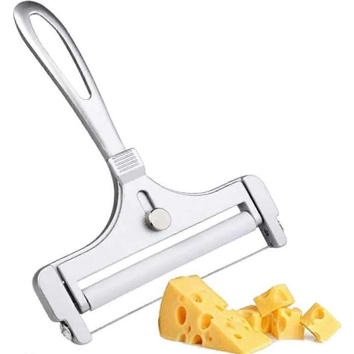 Feliator de branza cu grosime reglabila din sarma – taietor de branza manual din aluminiu/otel inoxidabil, usor de curatat, potrivit pentru branza in bloc si unt
