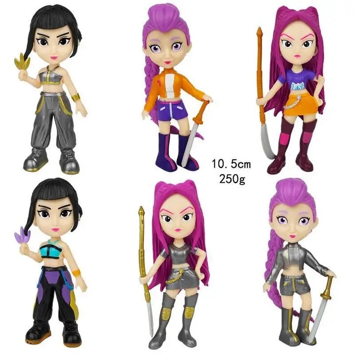 Set 6 figurine fetele k pop, huntrix, demon hunters, BimBimBo, 10 cm