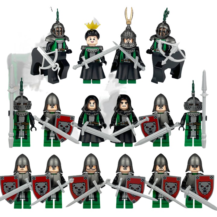 Set de constructie Soldier Minifigure, 16 piese, Captain America si Agent Hydra, multicolor