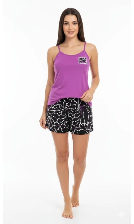 Pijamale pentru dame, cu imprimeu, din, Mov