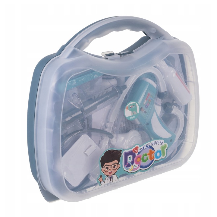 Set Doctor cu Valiza pentru Copii Iso Trade, 13 Accesorii, 30x27x8 cm, Jucarie Educationala cu Sunete si Lumina