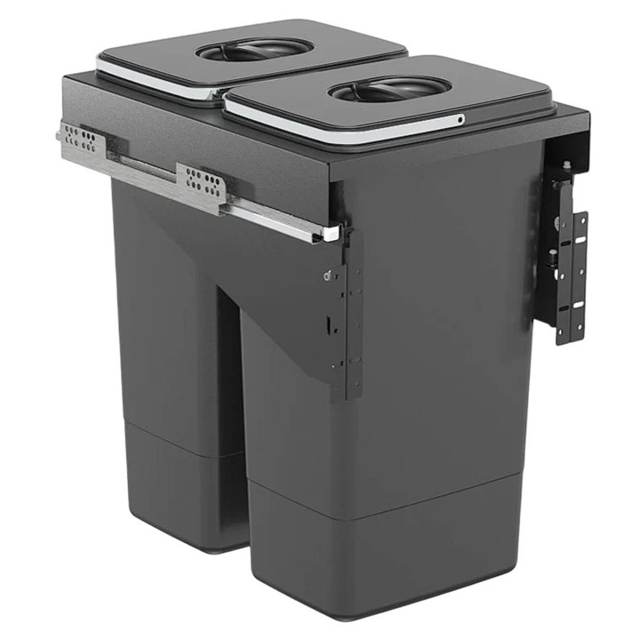 Cos de gunoi incorporabil Front 45, colectare selectiva, cu doua compartimente x 26 litri