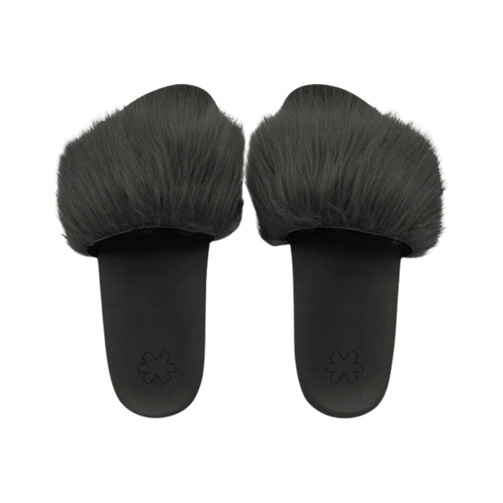 Papuci de casa dama Flip Flop, negri, textil