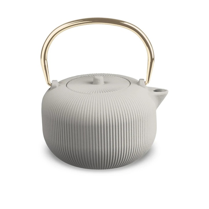 Öntöttvas teáskanna, 1L, matt krémszínű, BH/8943