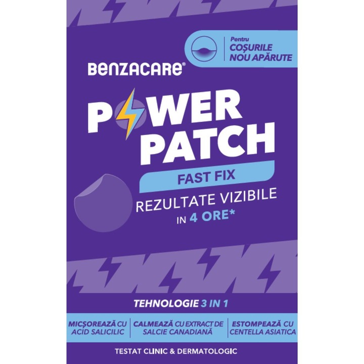 Plasturi anti-acnee Power Patch Fast Fix Benzacare, 36 buc