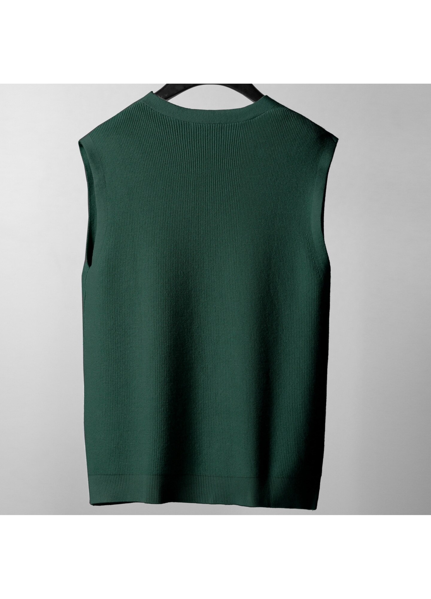 Pulover pentru barbati, V-gulet, fara maneca, Verde intunecat