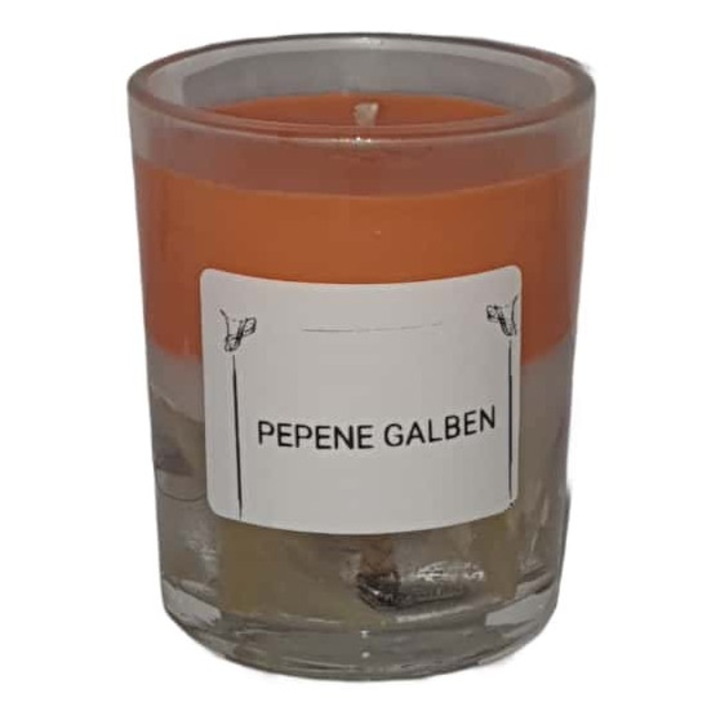 Lumanare parfumata, ceara de soia, decor plante, ceara gel, aroma pepene galben 164 g