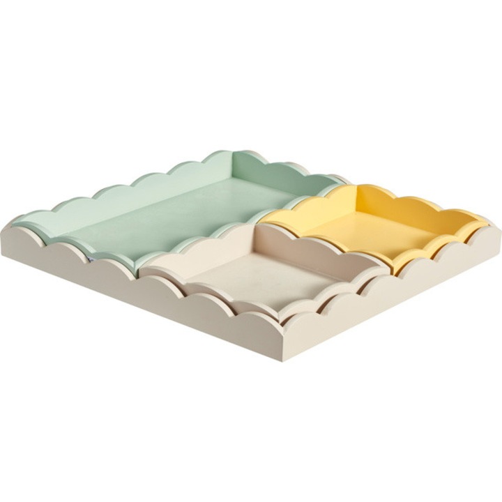 Set de 4 tavi din lemn, 30 x 30 x 3 cm, verde - verde