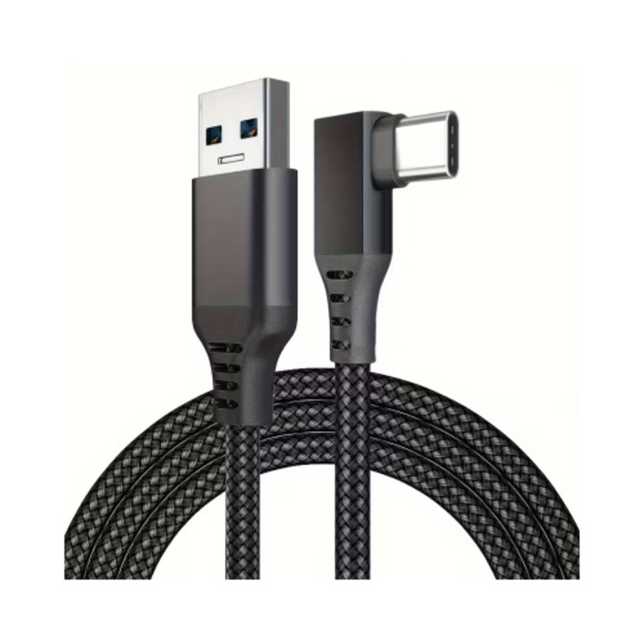Cablu Date Tip-C pentru Ochelari VR, Compatibil cu Quest 2/Quest, USB 3.0, Incarcare Rapida 3A, Transfer 5Gbps, Negru