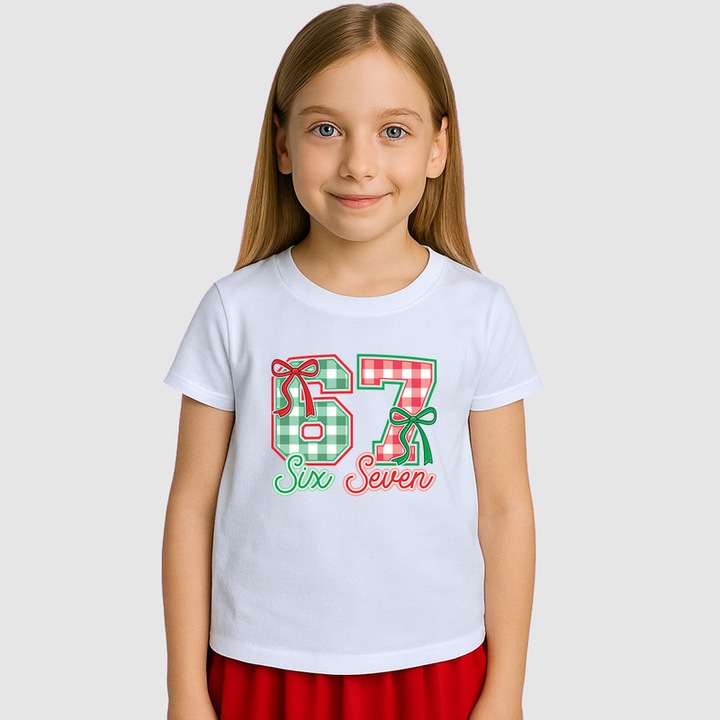 Tricou Copii SIX SEVEN 67 Fundita Craciun, Alb